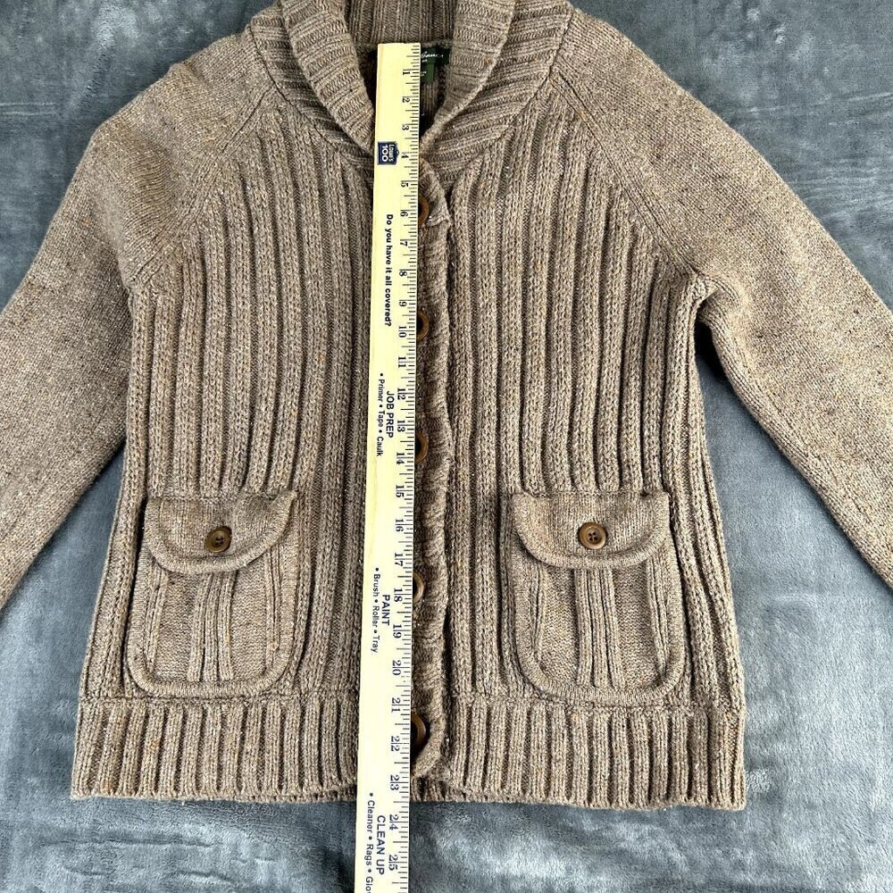 Eddie Bauer Angora Wool Cardigan Sweater Sz Large Cable Knit Chunky Shawl Neck - Picture 2 of 8